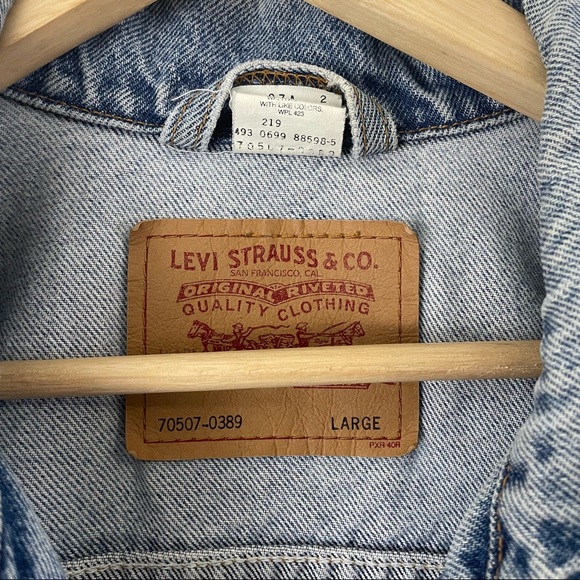 Vintage Levi’s Denim Jacket Harley Davidson Patch Size Large Trucker Streetwear - Picture 7 of 12